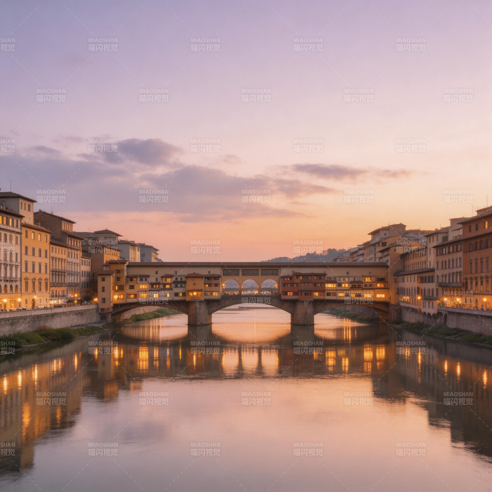 佛罗伦萨黄昏桥影如画图片