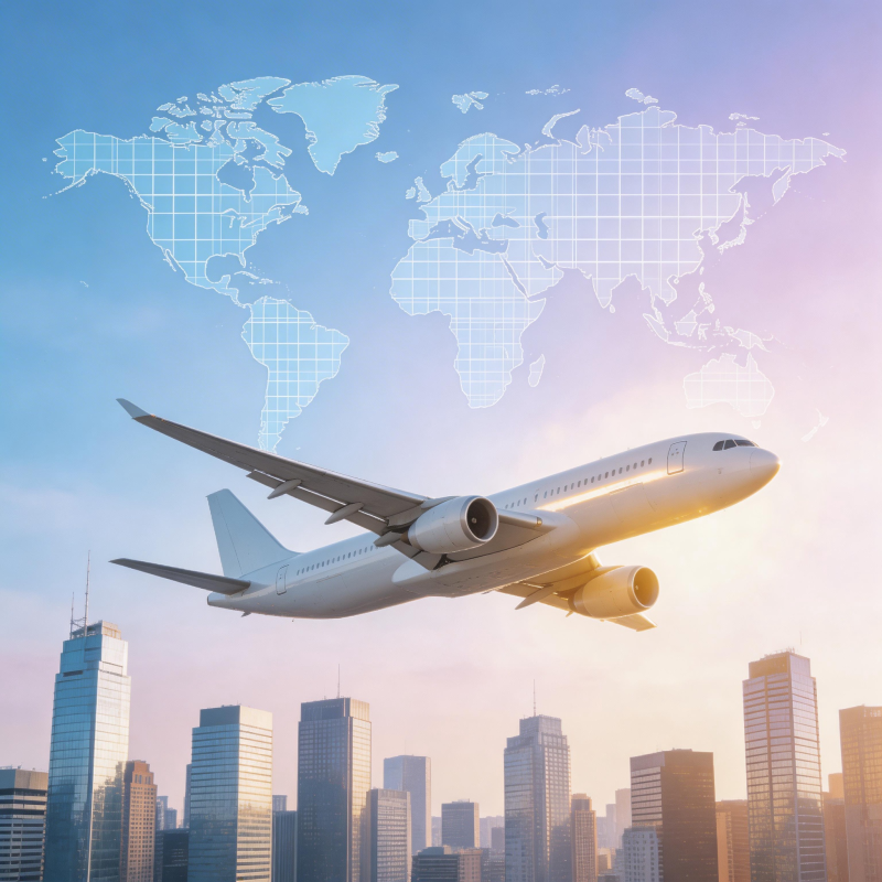 飞机飞越城市 世界地图背景图片