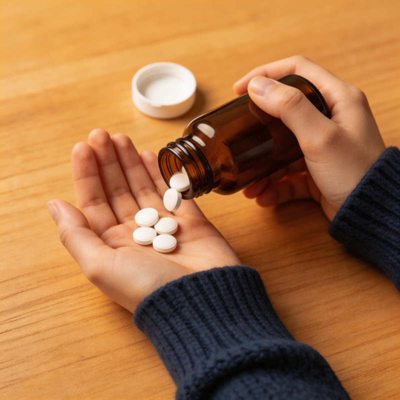 倒药片入掌心图片