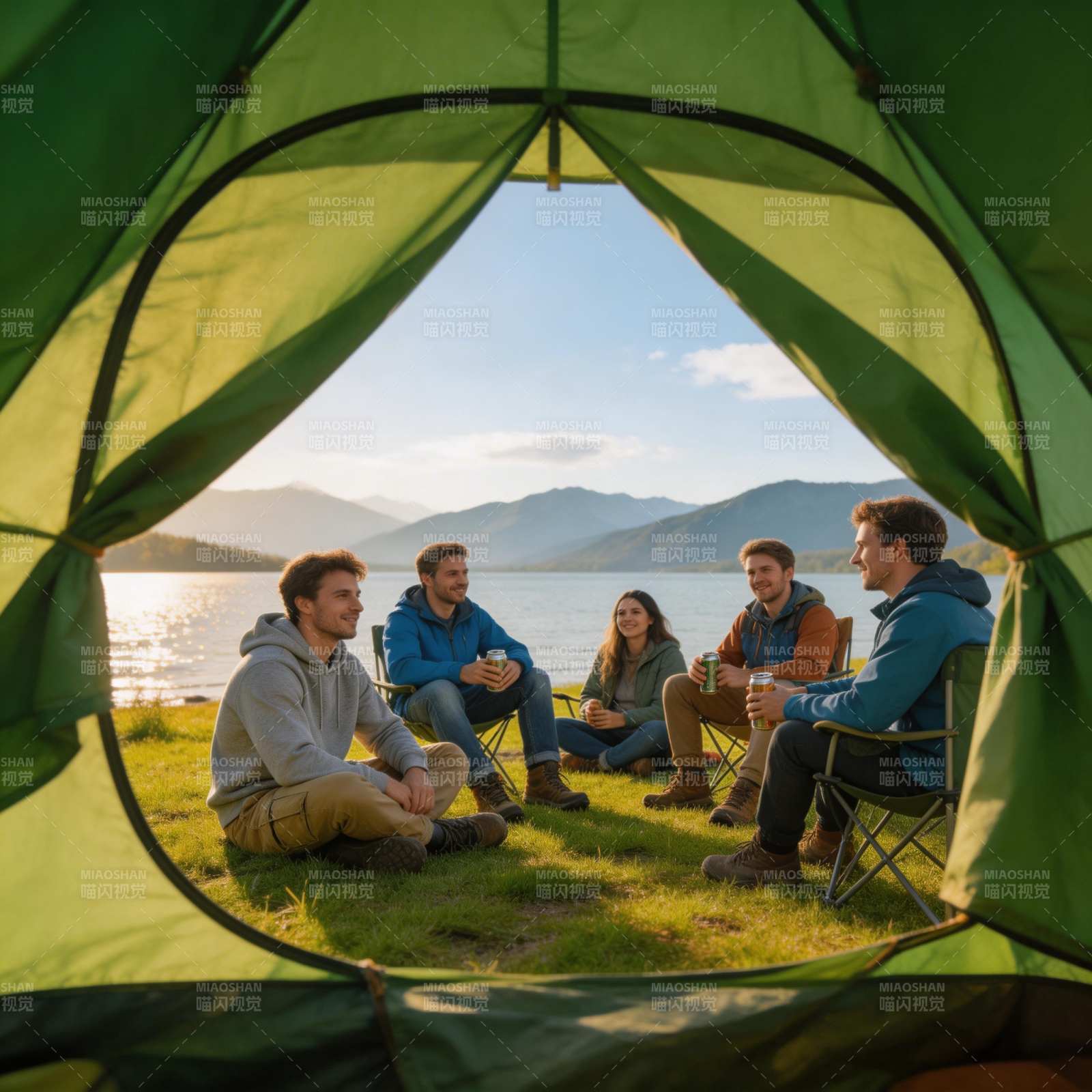帐篷外 五人湖畔闲谈图片
