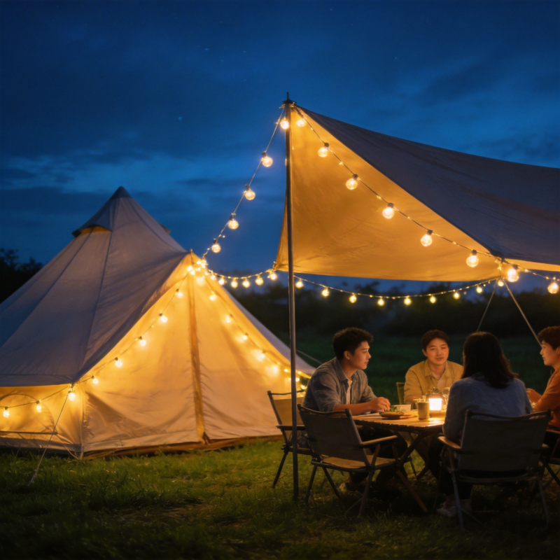 星空下的帐篷晚餐时光图片