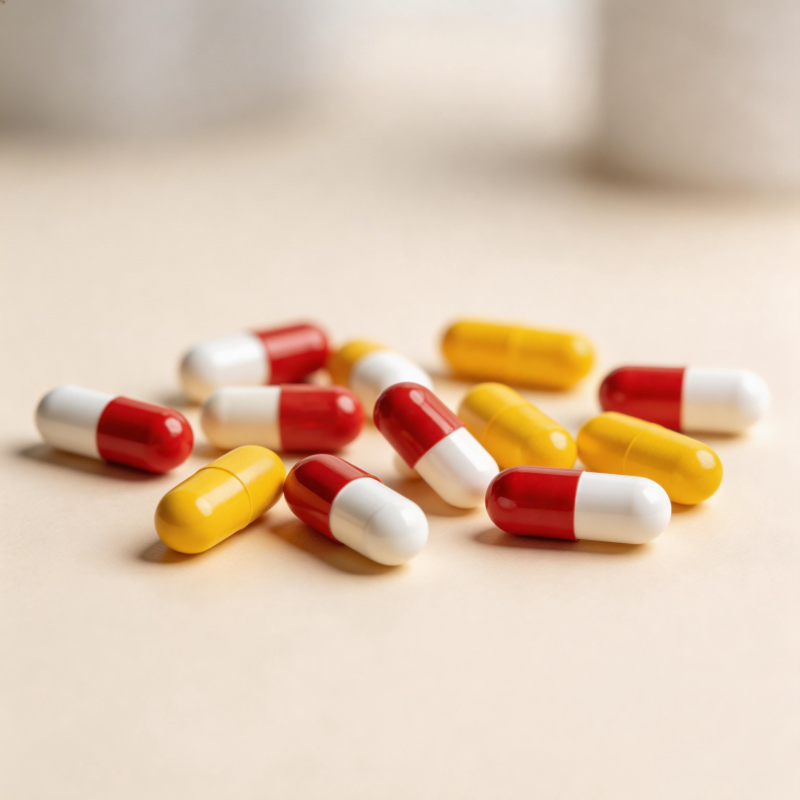 多彩胶囊散落桌面图片