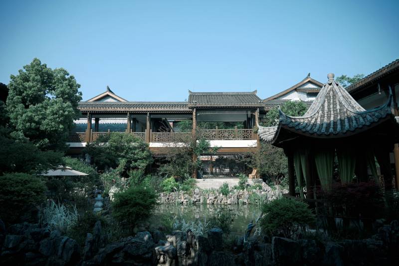 长沙古典园林亭台水景图片