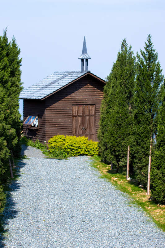 林间小木屋 碎石路通幽图片