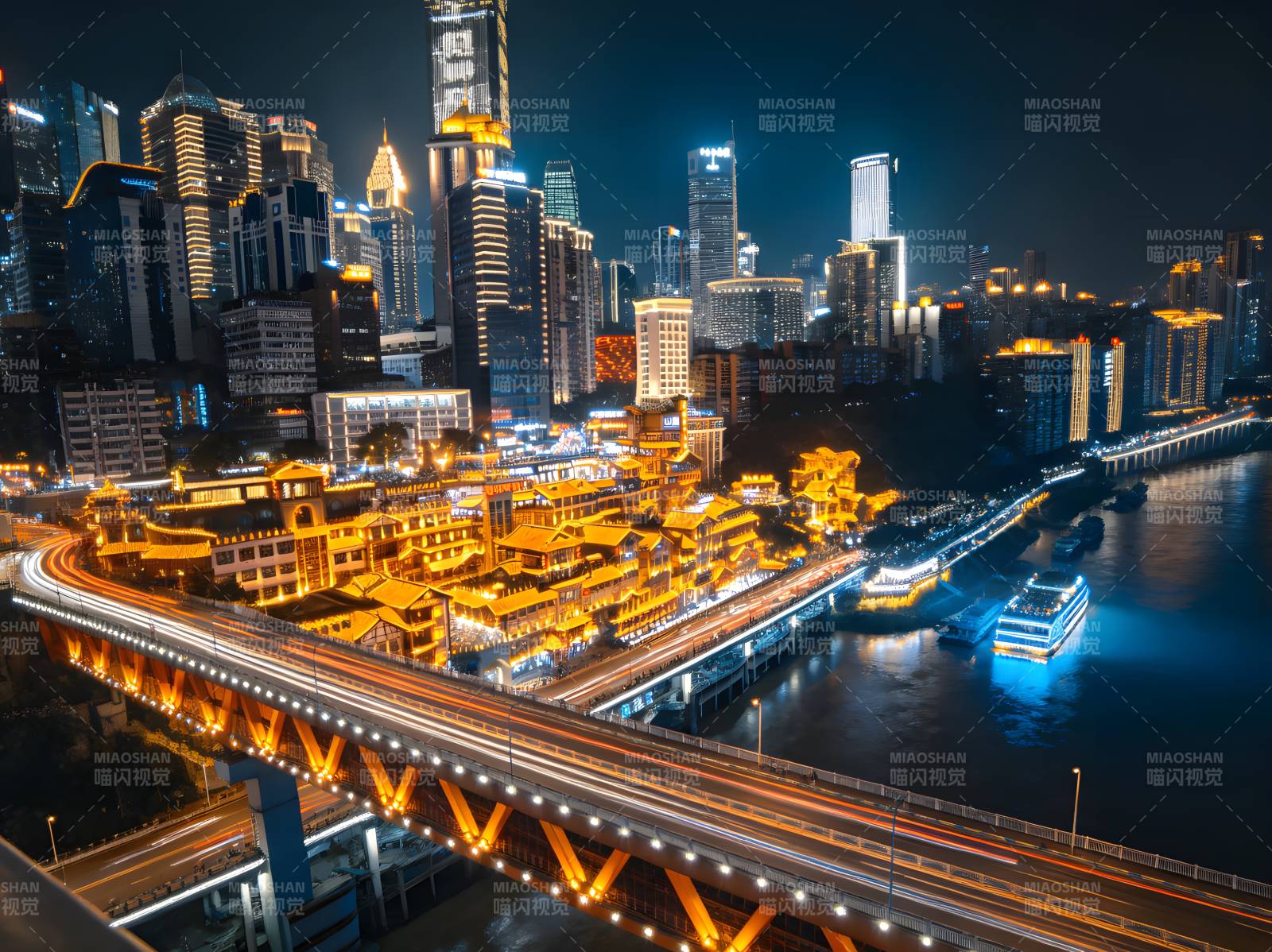 重庆夜景 洪崖洞灯火辉煌图片