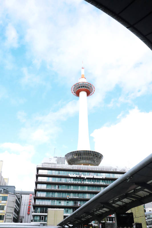 京都塔蓝天下的地标建筑图片