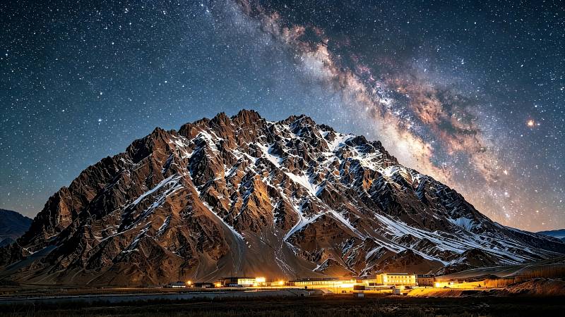昆仑山的银河夜图片