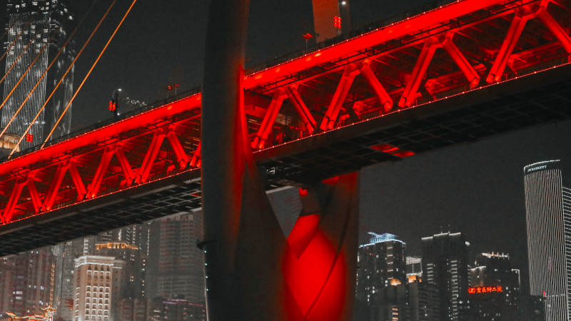 红桥夜耀都市天际线图片