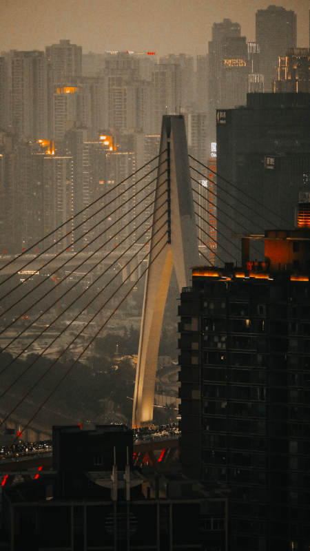 雾锁山城 桥影朦胧图片