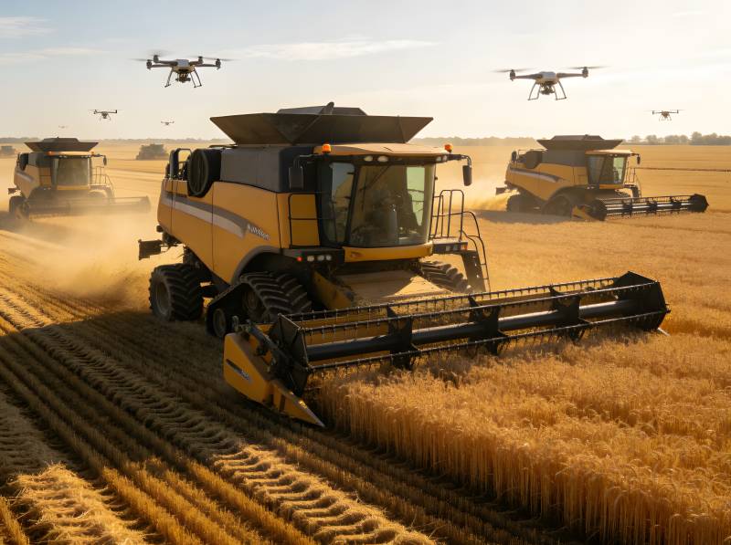 智能农机无人机协同收割图片