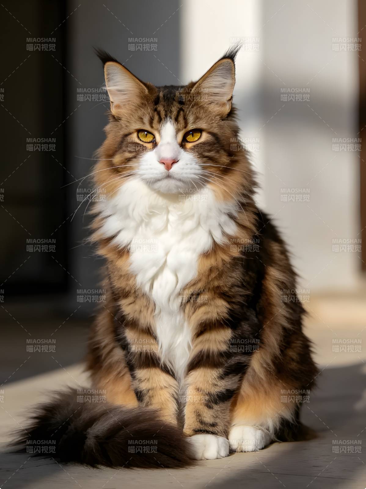 阳光下的缅因猫图片