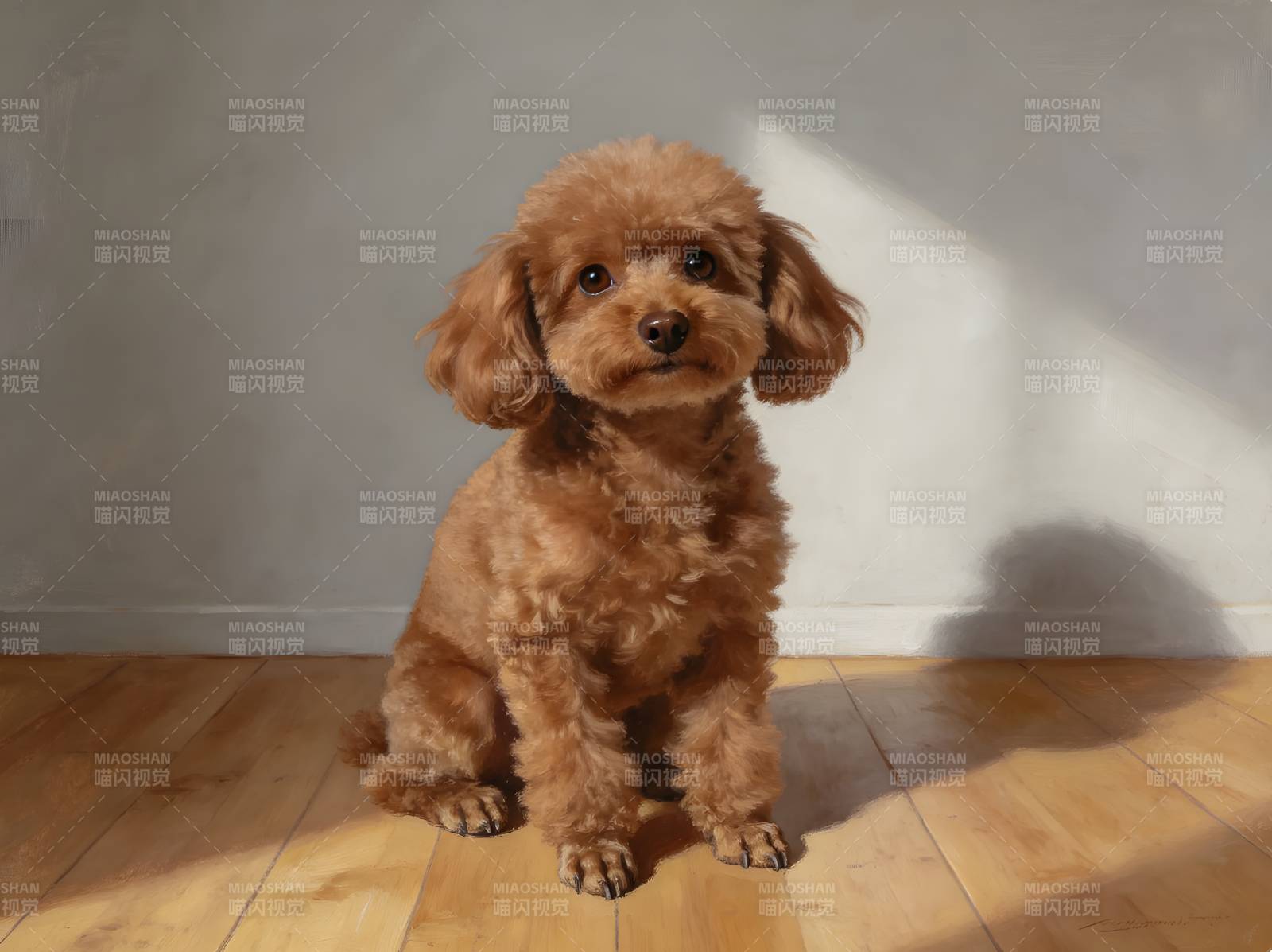 阳光下的萌泰迪犬图片