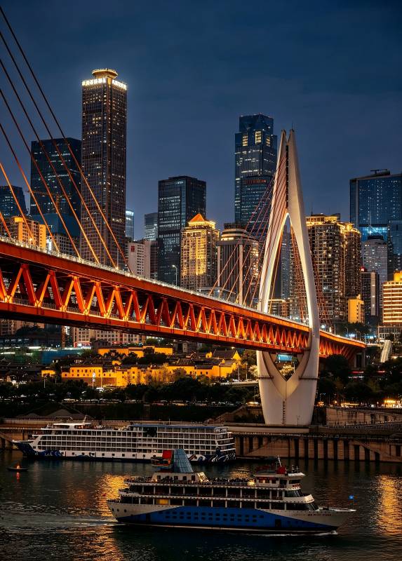 重庆东水门大桥映高楼图片