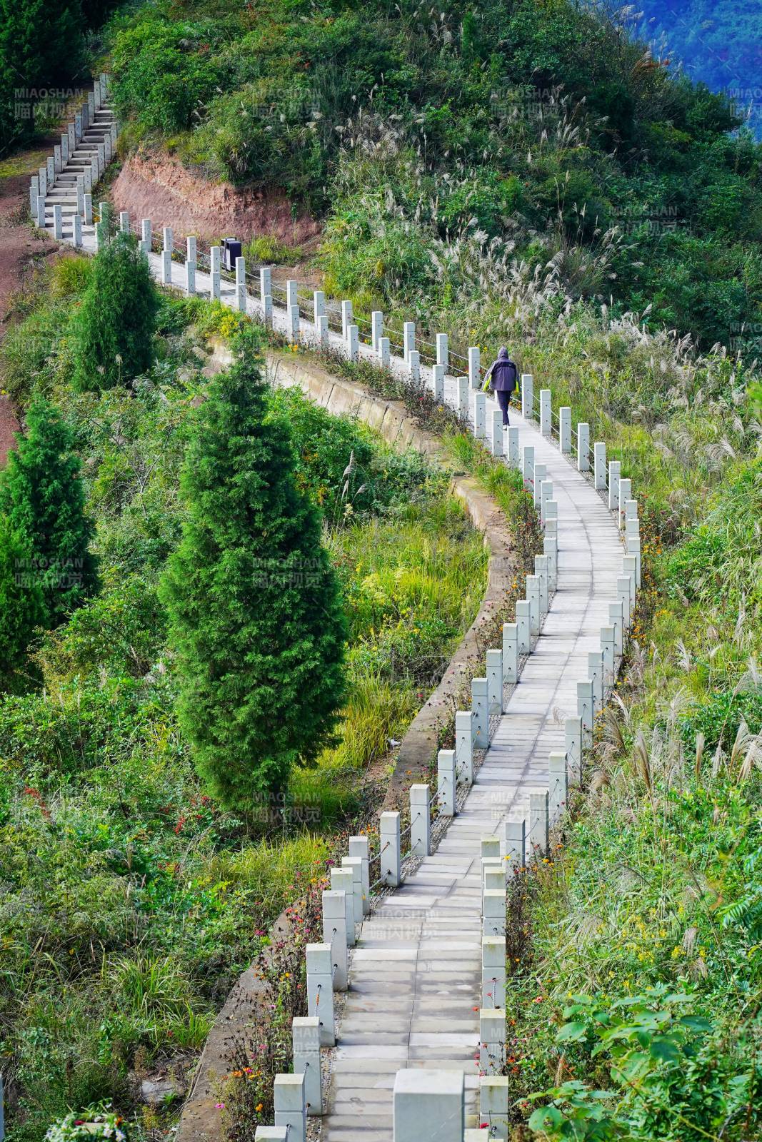 山间石阶蜿蜒 行人缓步图片
