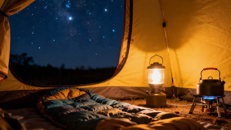 星空下的温暖帐篷夜图片