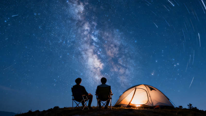 星空下的露营夜话图片