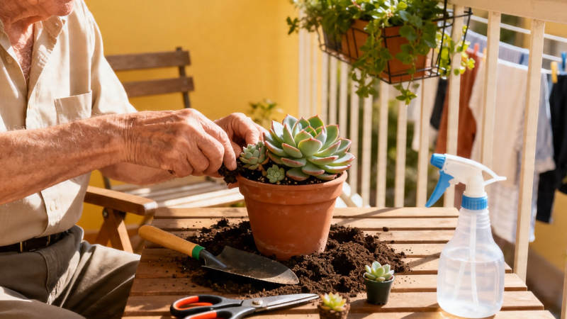 老人阳台种多肉 乐享园艺时光图片