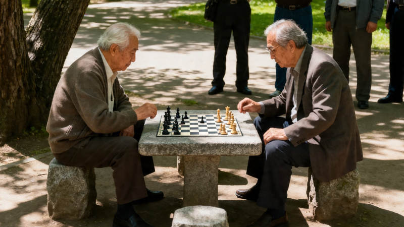 树下对弈 静享棋趣时光图片