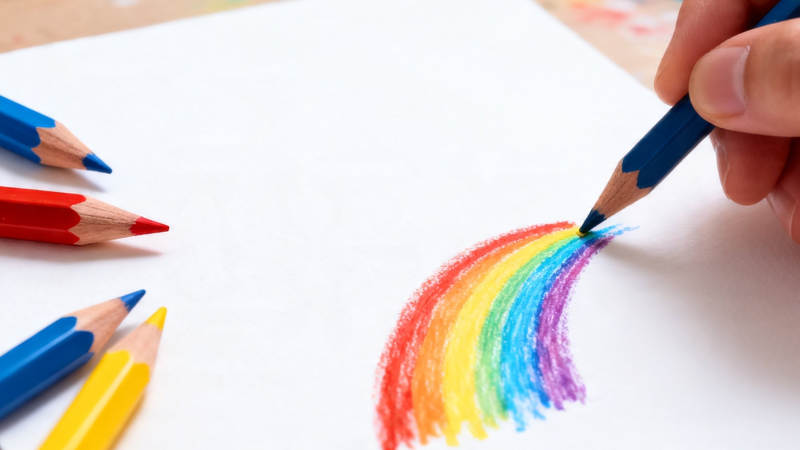 彩铅绘彩虹 童心画世界图片