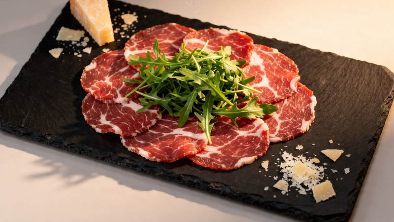 生牛肉片配芝麻菜与帕玛森图片