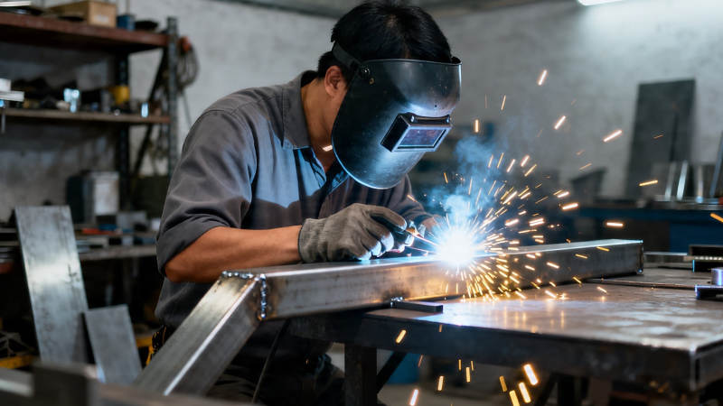 焊工火花四溅作业中图片