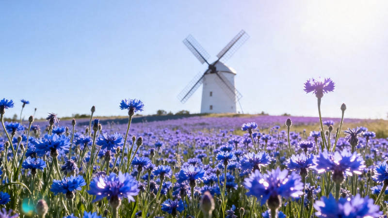 风车花海 蓝紫梦境图片