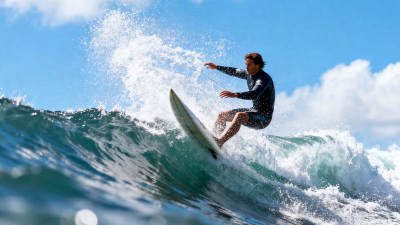 冲浪者乘风破浪瞬间图片