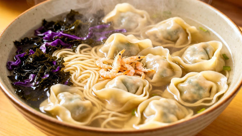 馄饨面配紫菜虾米汤图片