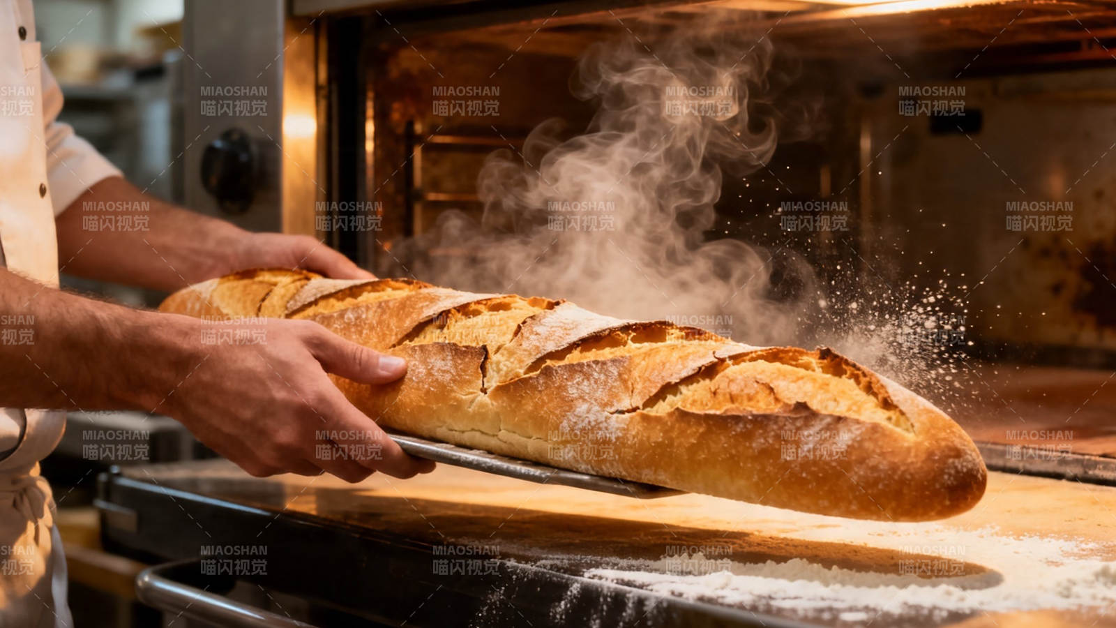 刚出炉的法棍香气四溢图片