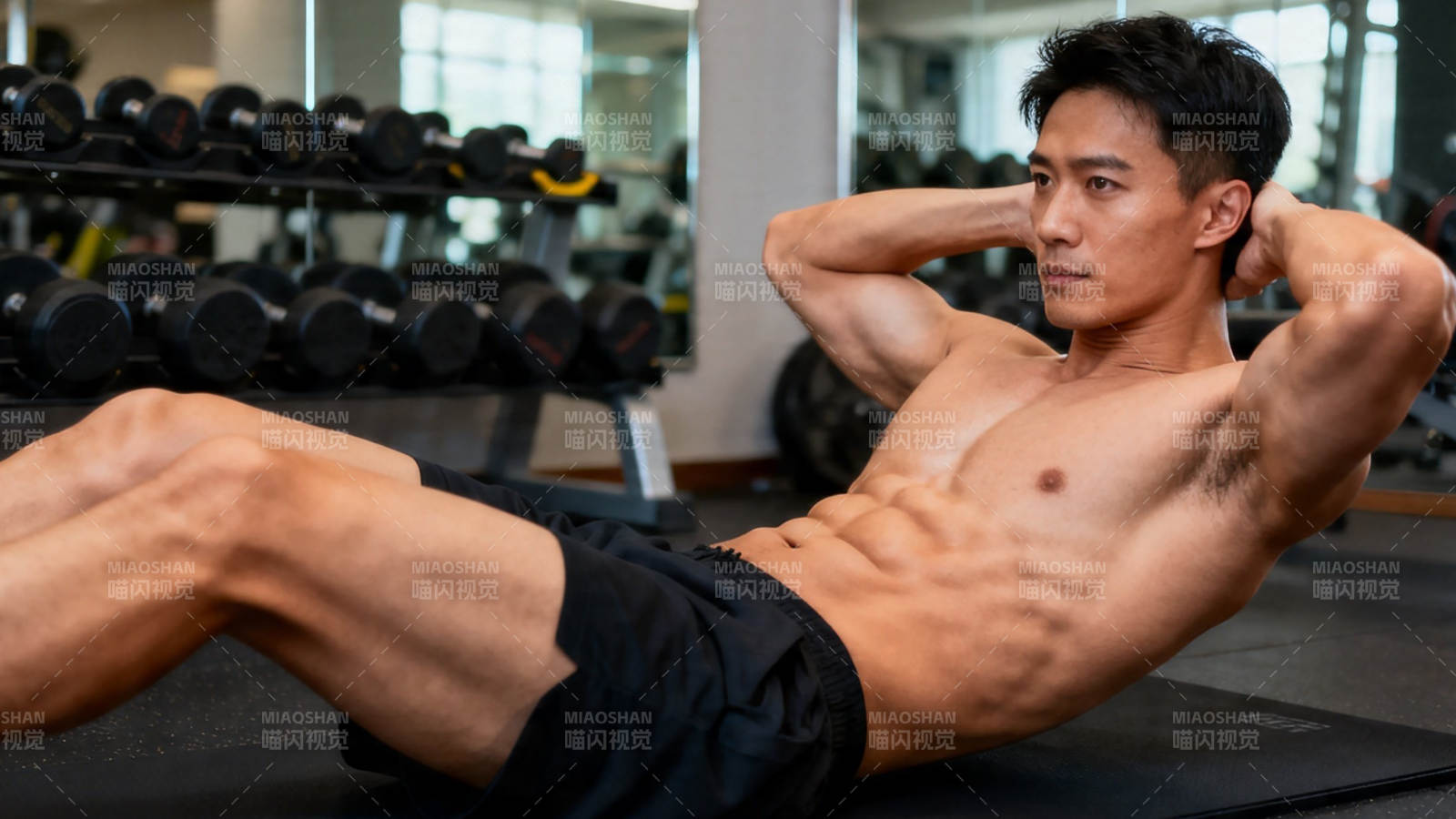 健身男练腹肌 力量与线条并存图片