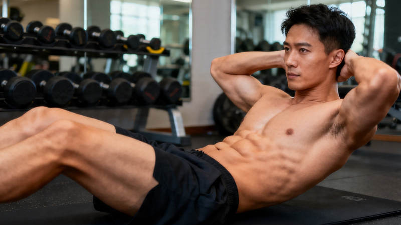 健身男练腹肌 力量与线条并存图片