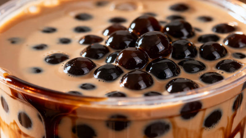 珍珠奶茶特写 Q弹诱人图片