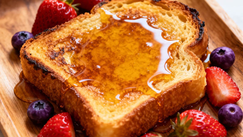 蜂蜜吐司配鲜果早餐图片