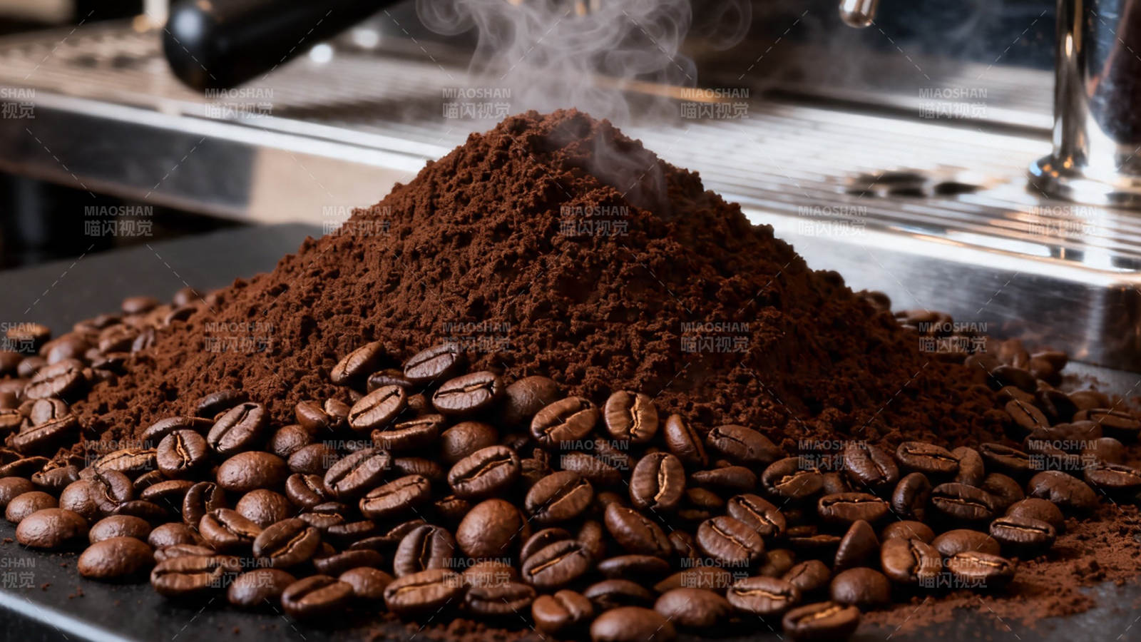 咖啡粉与豆 香气四溢图片