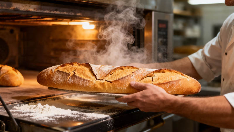 刚出炉的法棍面包香气四溢图片