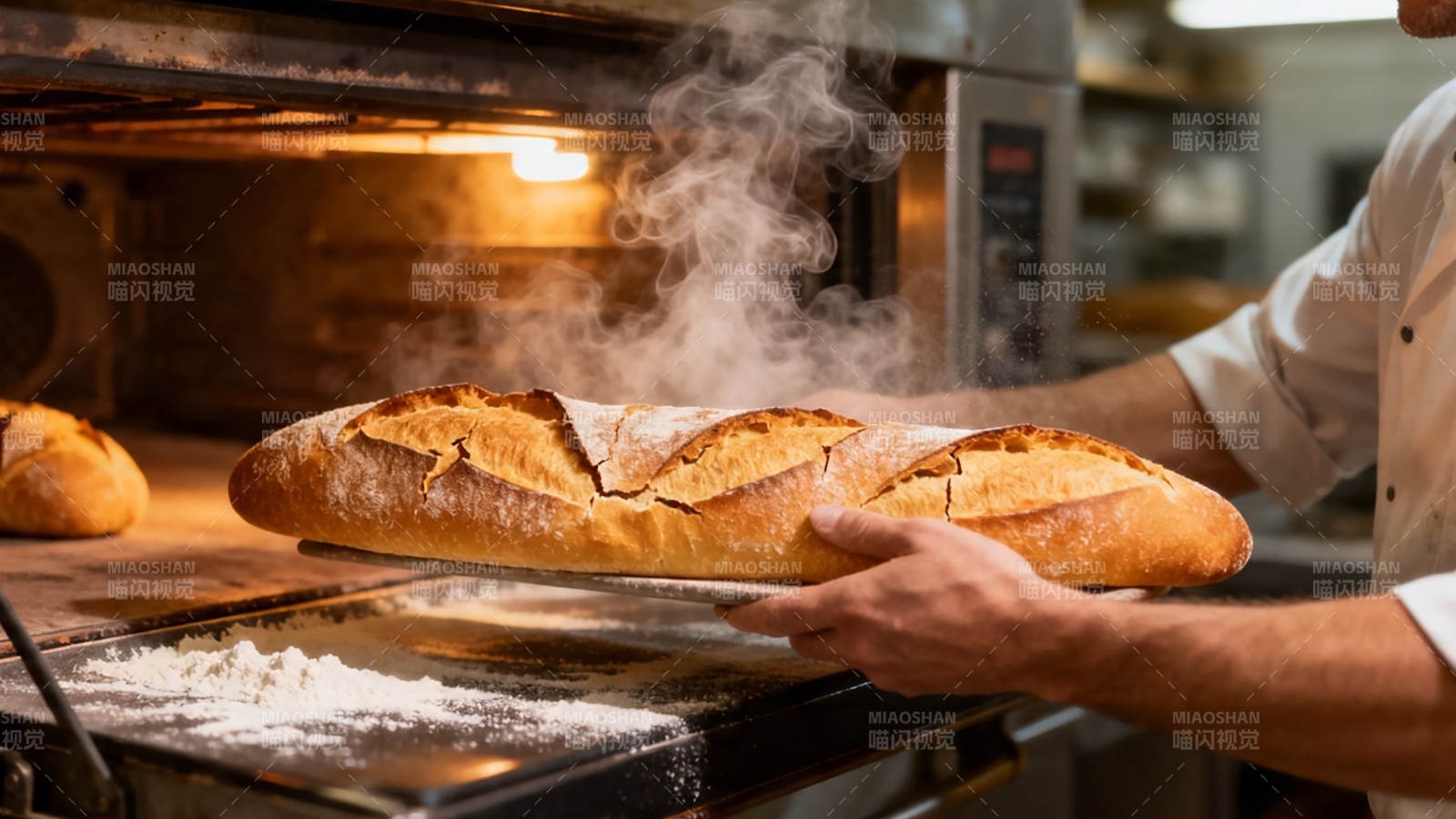 刚出炉的法棍面包香气四溢图片