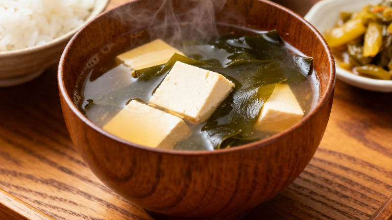 热腾腾的豆腐海带汤图片