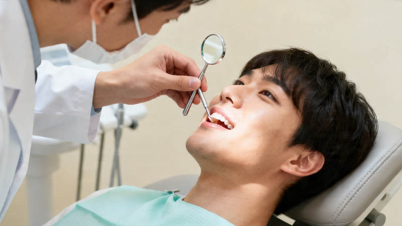 牙医检查患者口腔图片