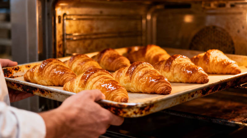 出炉金黄可颂 香气四溢图片