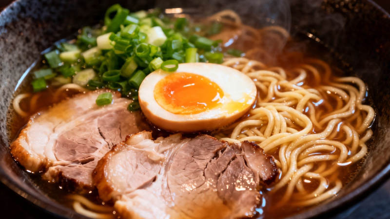 日式拉面 叉烧蛋香葱面图片