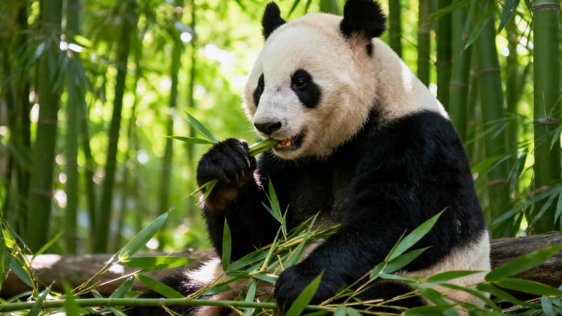 熊猫啃竹 绿意盎然图片