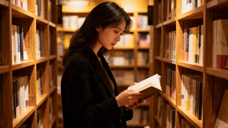 书香静读 女子沉醉书海图片