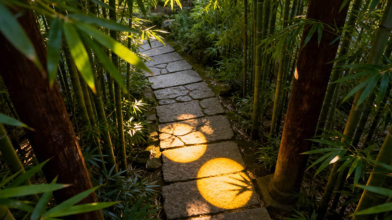 竹径光斑 幽静小径图片