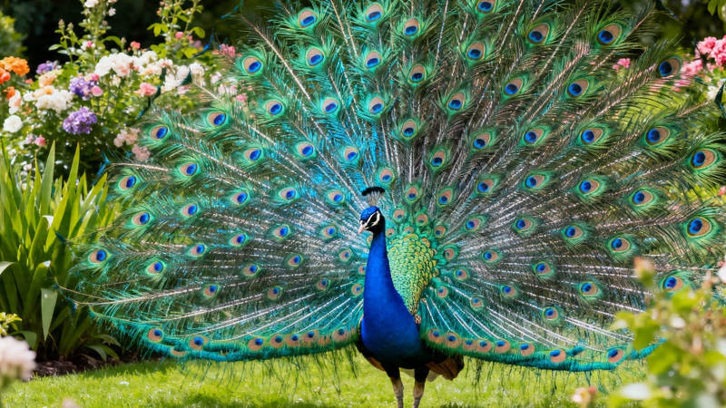 孔雀开屏 花园惊艳瞬间图片