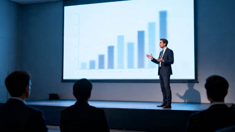 商务演讲 数据增长趋势分析图片