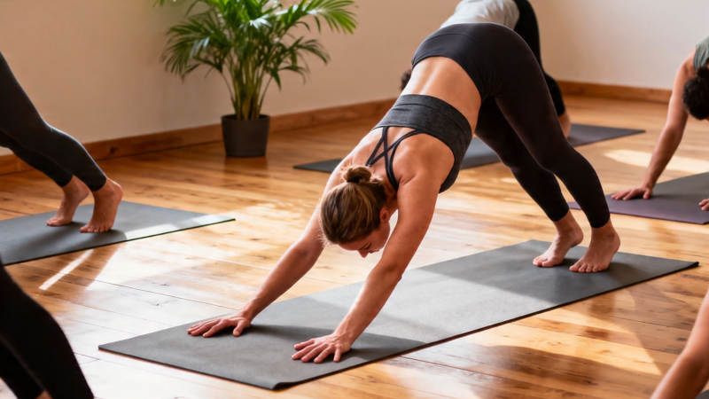 瑜伽课堂 众人练习下犬式图片