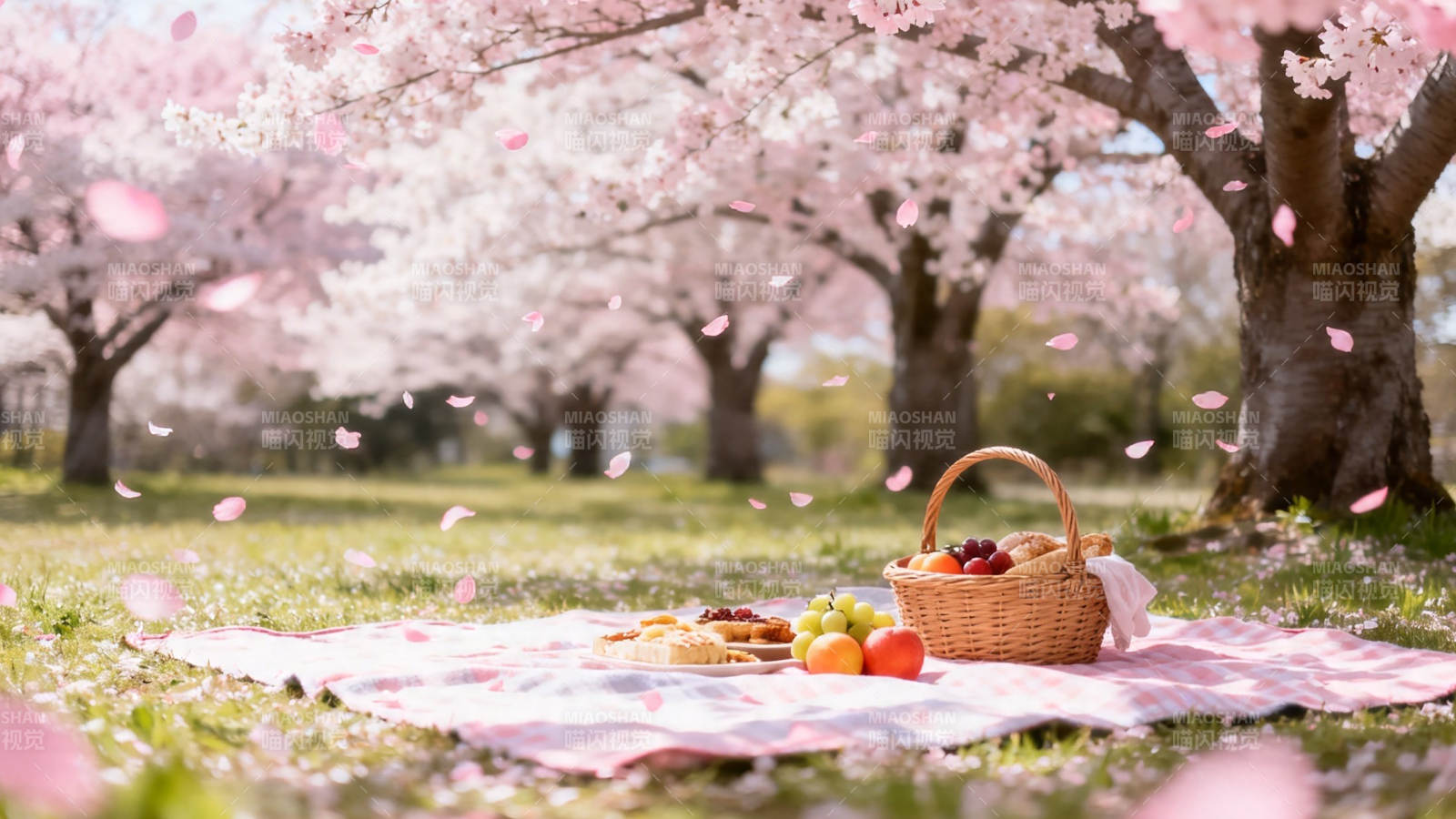 樱花树下野餐时光图片