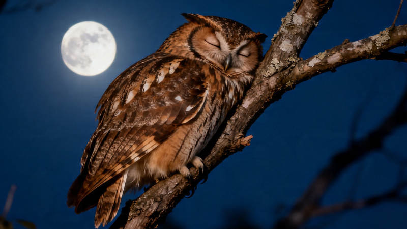 月夜栖枝  owl 安眠图片