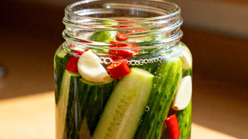 腌黄瓜配蒜辣椒图片