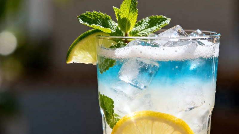 冰爽蓝饮 薄荷柠檬点缀图片